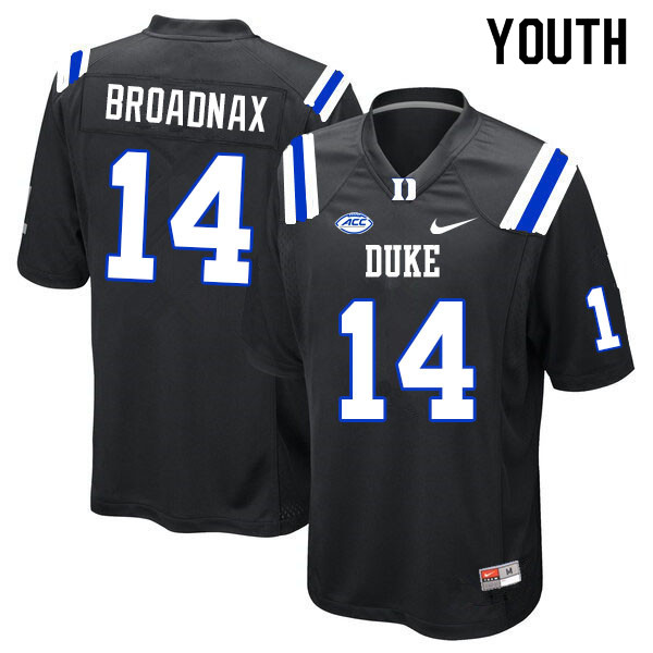 Youth #14 Trent Broadnax Duke Blue Devils College Football Jerseys Sale-Black - Click Image to Close
